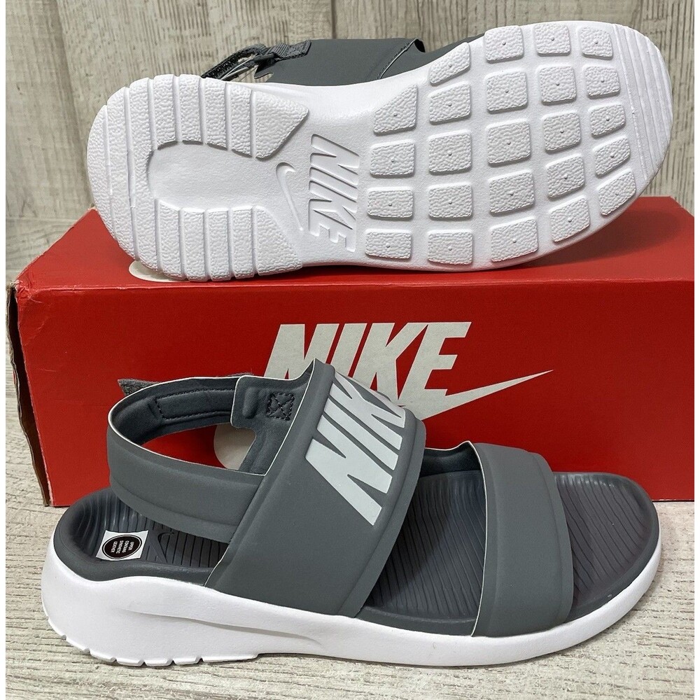 Nike Womens Size 7 Tanjun Gray White Sandals Platinum Slingback Shoes 882694-002